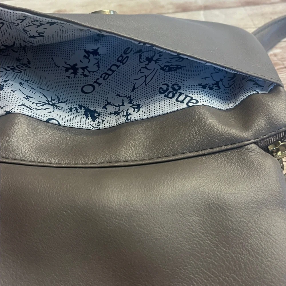 Orange Dark Gray Leather Clutch Wallet Bag